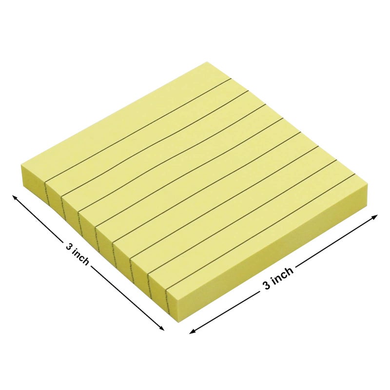 Andoca Lined Sticky Notes  3x3 Inch  600 Sheets Self-Stick Notes  Easy to Post for School  Office  Notebook  Pastel Yellow Color  100 Sheets/Pad - Image 2